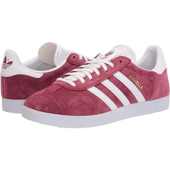 NWT adidas mens Gazelle ShoesBurgundy/White/Gold Metallic-Sz 9.5
